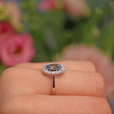 Ellibelle Jewellery Art Deco Style Aquamarine & Diamond White Gold Cluster Ring