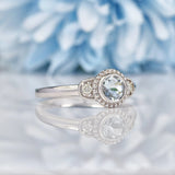 Ellibelle Jewellery Art Deco Style Aquamarine & Diamond White Gold Ring