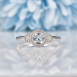 Ellibelle Jewellery Art Deco Style Aquamarine & Diamond White Gold Ring