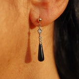 Ellibelle Jewellery Art Deco Style Black Onyx & Diamond Drop Earrings