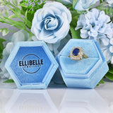 Ellibelle Jewellery Art Deco Style Blue Sapphire & Diamond 18ct Gold Panel Ring