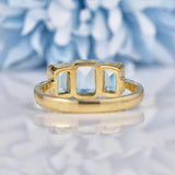 Ellibelle Jewellery Art Deco Style Blue Topaz 9ct Gold Three Stone Ring