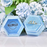 Ellibelle Jewellery Art Deco Style Blue Topaz 9ct Gold Three Stone Ring