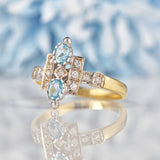 Ellibelle Jewellery Art Deco Style Blue Topaz & Diamond Dress Ring