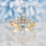 Ellibelle Jewellery Art Deco Style Blue Topaz & Diamond Dress Ring