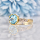 Ellibelle Jewellery Art Deco Style Blue Topaz & Diamond Ring