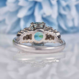 Ellibelle Jewellery Art Deco Style Blue Zircon & Diamond White Gold Ring