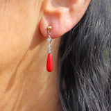 Ellibelle Jewellery Art Deco Style Coral & Diamond Drop Earrings