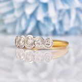 Ellibelle Jewellery Art Deco Style Diamond 18ct Gold Five Stone Bezel Ring (1.30ct)