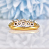 Ellibelle Jewellery Art Deco Style Diamond 18ct Gold Five Stone Bezel Ring (1.30ct)