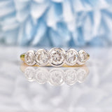 Ellibelle Jewellery Art Deco Style Diamond 18ct Gold Five Stone Bezel Ring (1.30ct)