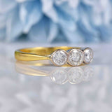Ellibelle Jewellery Art Deco Style Diamond 18ct Gold Three Stone Engagement Ring (0.80cts)