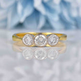 Ellibelle Jewellery Art Deco Style Diamond 18ct Gold Three Stone Engagement Ring (0.80cts)