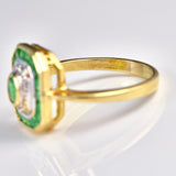 Ellibelle Jewellery Art Deco Style Emerald & Diamond 9ct Gold Panel Ring