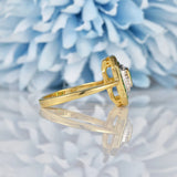Ellibelle Jewellery Art Deco Style Emerald & Diamond 9ct Gold Panel Ring