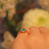 Ellibelle Jewellery Art Deco Style Emerald & Diamond Gold Ring