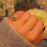 Ellibelle Jewellery Art Deco Style Emerald & Diamond Gold Ring