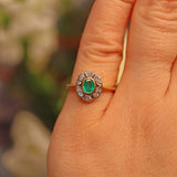 Ellibelle Jewellery Art Deco Style Emerald & Diamond Gold Ring