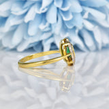 Ellibelle Jewellery Art Deco Style Emerald & Diamond Gold Ring