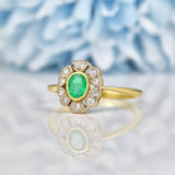 Ellibelle Jewellery Art Deco Style Emerald & Diamond Gold Ring