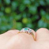 ART DECO STYLE EMERALD & DIAMOND PLAQUE RING