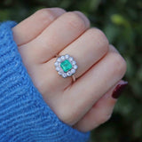 Ellibelle Jewellery Art Deco Style Emerald & Diamond Platinum Engagement Ring