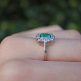 Ellibelle Jewellery Art Deco Style Emerald & Diamond Platinum Engagement Ring