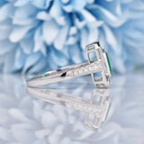 Ellibelle Jewellery Art Deco Style Emerald & Diamond White Gold Panel Ring