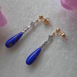 Ellibelle Jewellery Art Deco Style Lapis Lazuli & Diamond Drop Earrings