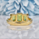 Ellibelle Jewellery Art Deco Style Peridot 9ct Gold Three Stone Trilogy Ring