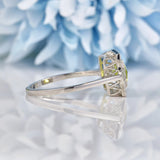Ellibelle Jewellery Art Deco Style Peridot & Baguette Diamond Platinum Ring