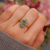 Ellibelle Jewellery Art Deco Style Peridot & Diamond 18ct Gold Panel Ring