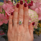 Ellibelle Jewellery Art Deco Style Peridot & Diamond 18ct Gold Panel Ring