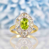 Ellibelle Jewellery Art Deco Style Peridot & Diamond 18ct Gold Panel Ring
