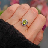 Ellibelle Jewellery Art Deco Style Peridot & Diamond 9ct Gold Ring