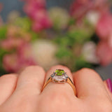 Ellibelle Jewellery Art Deco Style Peridot & Diamond 9ct Gold Ring
