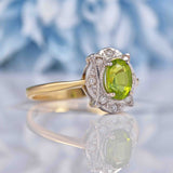 Ellibelle Jewellery Art Deco Style Peridot & Diamond 9ct Gold Ring