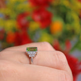 Ellibelle Jewellery Art Deco Style Peridot & Diamond Platinum Ring