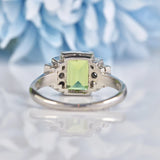 Ellibelle Jewellery Art Deco Style Peridot & Diamond Platinum Ring