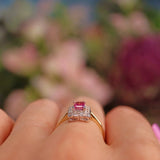 Ellibelle Jewellery Art Deco Style Pink Topaz & Diamond 9ct Gold Panel Ring