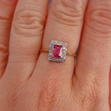Ellibelle Jewellery Art Deco Style Pink Topaz & Diamond 9ct Gold Panel Ring