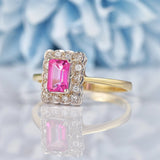 Ellibelle Jewellery Art Deco Style Pink Topaz & Diamond 9ct Gold Panel Ring