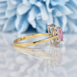 Ellibelle Jewellery Art Deco Style Pink Topaz & Diamond 9ct Gold Panel Ring