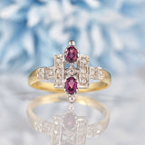 Ellibelle Jewellery Art Deco Style Rhodolite Garnet & Diamond Dress Ring