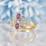 Ellibelle Jewellery Art Deco Style Rhodolite Garnet & Diamond Dress Ring