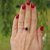 Ellibelle Jewellery ART DECO STYLE SAPPHIRE & DIAMOND 18CT GOLD RING
