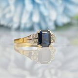 Ellibelle Jewellery ART DECO STYLE SAPPHIRE & DIAMOND 18CT GOLD RING