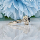 Ellibelle Jewellery ART DECO STYLE SAPPHIRE & DIAMOND 9CT WHITE GOLD RING