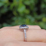 Ellibelle Jewellery ART DECO STYLE SAPPHIRE & DIAMOND 9CT WHITE GOLD RING