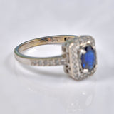 Ellibelle Jewellery ART DECO STYLE SAPPHIRE & DIAMOND 9CT WHITE GOLD RING